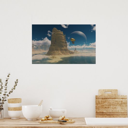 Ballonpad in de ruimte poster (Keuken)