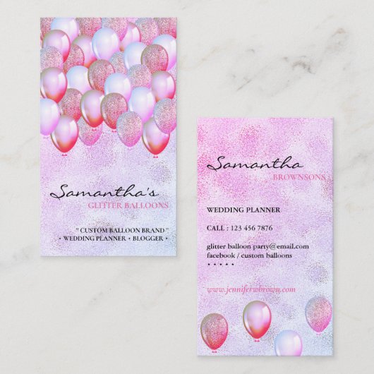Ballonpartij Planner Glitter elegant Visitekaartje (Voorkant / Achterkant)