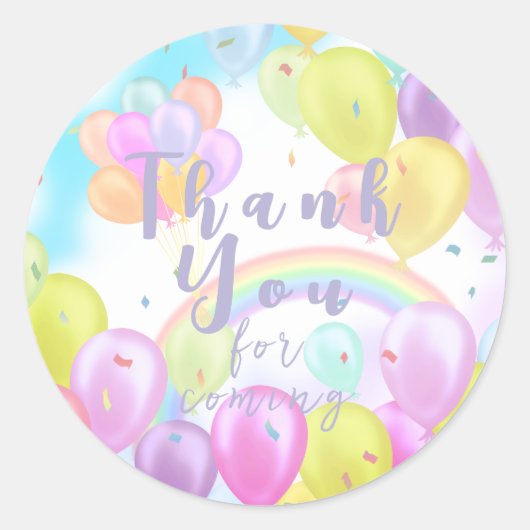 Ballonpastel Verjaardagspapier Borden Ronde Sticker (Voorkant)