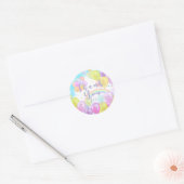 Ballonpastel Verjaardagspapier Borden Ronde Sticker (Envelop)