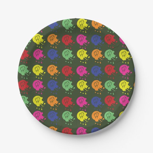Ballonpatroon van de Groene Paintball-partij Papieren Bordje (Voorkant)