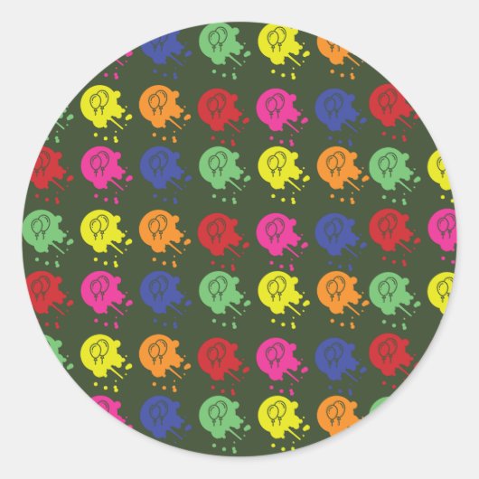 Ballonpatroon van de Groene Paintball-partij Ronde Sticker (Voorkant)