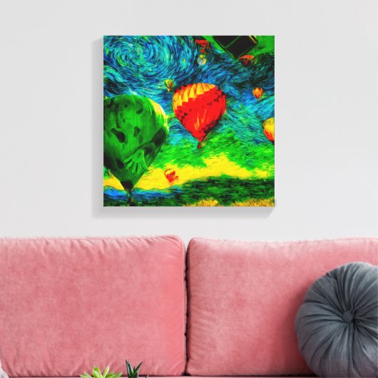 Ballonrace aan de spectaculaire hemel canvas afdruk (Insitu (Woonkamer))