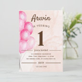 Ballons 1e verjaardag kaart (Staand voorkant)