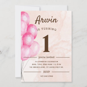 Ballons 1e verjaardag kaart