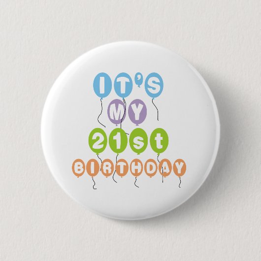 Ballons 21ste verjaardag ronde button 5,7 cm (Voorkant)