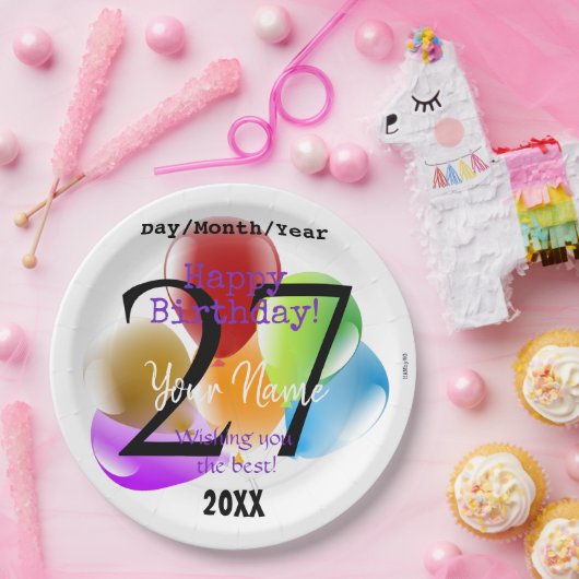 Ballons - Aangepaste Borden op jaarbasis Papieren Bordje (Feest)