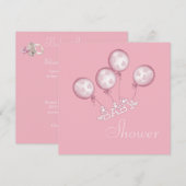 Ballons, Baby Shoes en Jewel Pacifier-Baby shower Kaart (Voorkant / Achterkant)