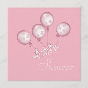 Ballons, Baby Shoes en Jewel Pacifier-Baby shower Kaart