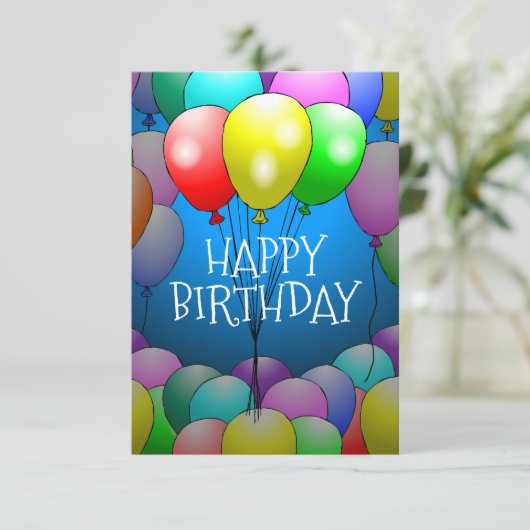 Ballons Birthday Kaart (Staand voorkant)