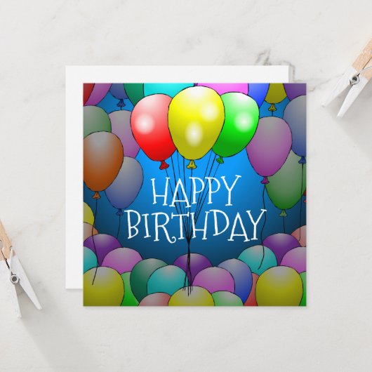 Ballons Birthday Kaart (Voorkant / Achterkant in situ)