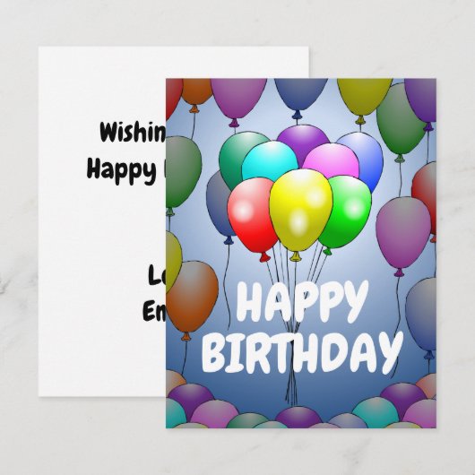 Ballons Birthday Kaart (Voorkant / Achterkant)