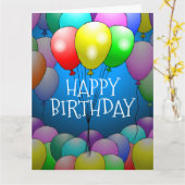 Ballons Birthday Kaart (Gele Bloem)