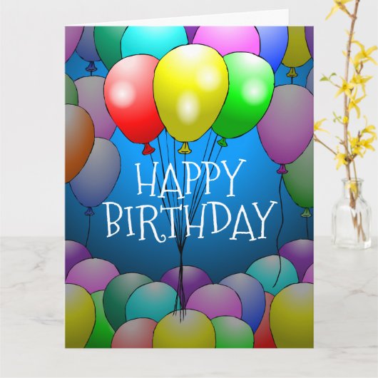 Ballons Birthday Kaart (Gele Bloem)