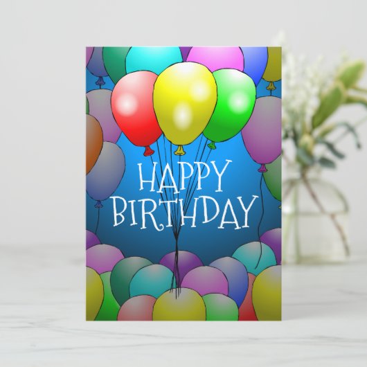 Ballons Birthday Kaart (Staand voorkant)