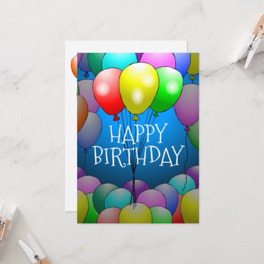 Ballons Birthday Kaart (Voorkant / Achterkant in situ)