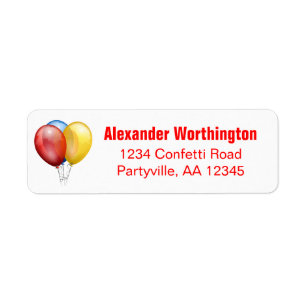 Ballons Birthday Red Adres Etiket