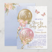 Ballons Butterfly Covid drive by Baby shower Kaart (Voorkant / Achterkant)