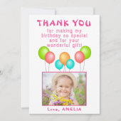 Ballons Colorful Girl Birthday Foto Bedankkaart (Voorkant)