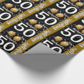 Ballons Confetti 50th Birthday BLACK GOLD K96Z1 Cadeaupapier (Hoek)