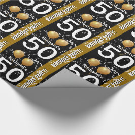 Ballons Confetti 50th Birthday BLACK GOLD K96Z1 Cadeaupapier