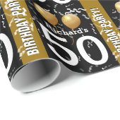 Ballons Confetti 50th Birthday BLACK GOLD K96Z1 Cadeaupapier (Rol Hoek)