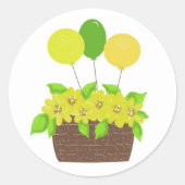 Ballons en bloemen ronde sticker (Voorkant)