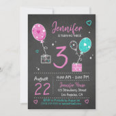 Ballons en cadeaus Birthday Chalkboard Uitnodiging (Voorkant)