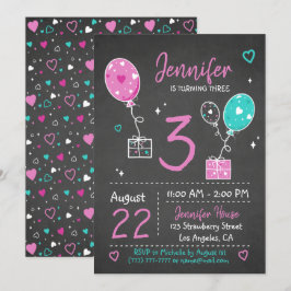 Ballons en cadeaus Birthday Chalkboard Uitnodiging