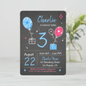 Ballons en cadeaus Birthday Chalkboard Uitnodiging (Staand voorkant)