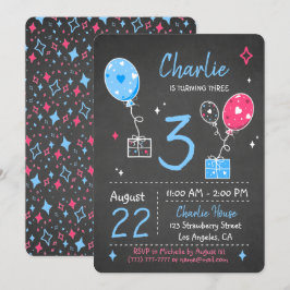 Ballons en cadeaus Birthday Chalkboard Uitnodiging