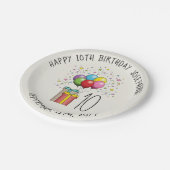 Ballons en Cadeaus met leeftijd en tekst Papieren Bordje (Gekanteld)