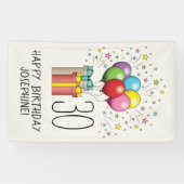 Ballons en Cadeaus met leeftijd en tekst Spandoek (Horizontaal)