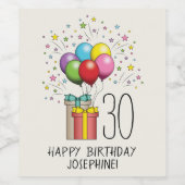 Ballons en Cadeaus met leeftijd en tekst Wijn Etiket (Enkel label)