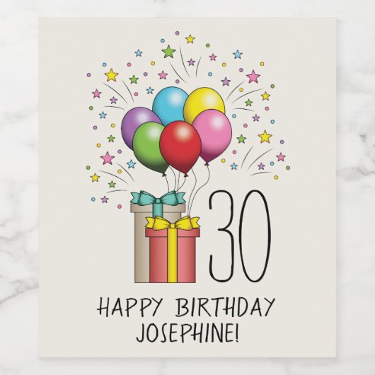 Ballons en Cadeaus met leeftijd en tekst Wijn Etiket (Enkel label)