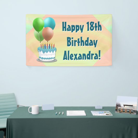 Ballons en Cake Custom Verjaardagsfeestbanner Spandoek (Beurs)