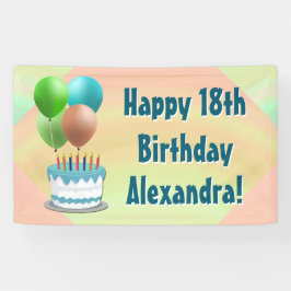 Ballons en Cake Custom Verjaardagsfeestbanner Spandoek