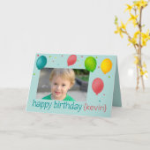 Ballons en Confetti Photo Birthday Wenskaart Kaart (Gele Bloem)