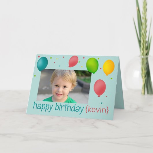 Ballons en Confetti Photo Birthday Wenskaart Kaart (Voorkant)