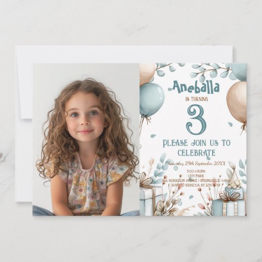 Ballons en Geschenkdozen Thema Verjaardagsfeest Kaart (Voorkant)