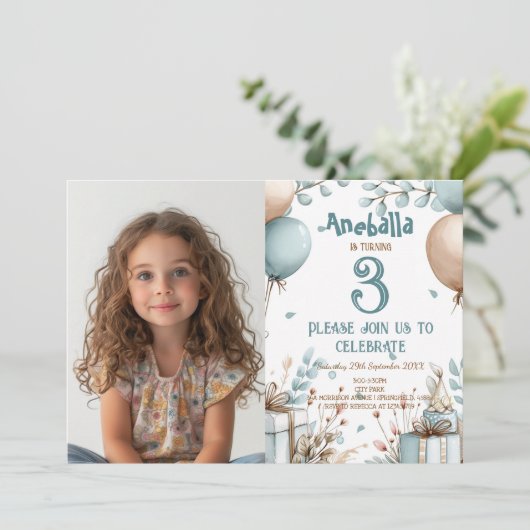 Ballons en Geschenkdozen Thema Verjaardagsfeest Kaart (Staand voorkant)