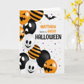 Ballons en Polka Dots met naam Halloween Kaart (Gele Bloem)