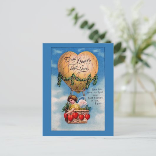 Ballons en Victoriaans harten Valentijn Feestdagenkaart (Staand voorkant)