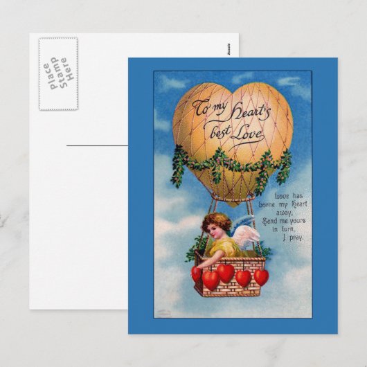Ballons en Victoriaans harten Valentijn Feestdagenkaart (Voorkant / Achterkant)