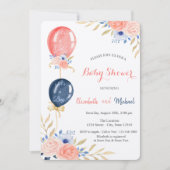 Ballons Floral Baby shower Kaart (Voorkant)