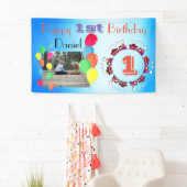 Ballons Gepersonaliseerde Baby Boy Happy 1st Birth Spandoek (Insitu)