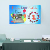 Ballons Gepersonaliseerde Baby Boy Happy 1st Birth Spandoek (Beurs)