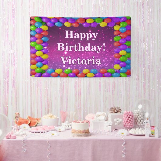Ballons Glitter Happy Birthday custom Vinyl Spandoek (Feest)