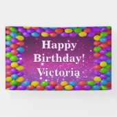 Ballons Glitter Happy Birthday custom Vinyl Spandoek (Horizontaal)