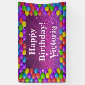 Ballons Glitter Happy Birthday custom Vinyl Spandoek (Verticaal)